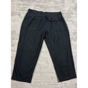 Athletic Works Pants Women M Black Soot Capri Cotton Modal Stretch Pocket